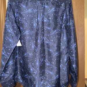Men's Navy Blue Paisley Long-Sleeve Shirt